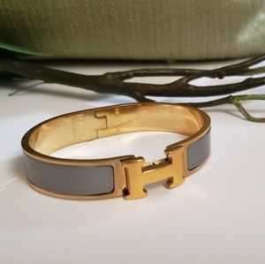 Gray/Gold Plated Bangle Bracelet